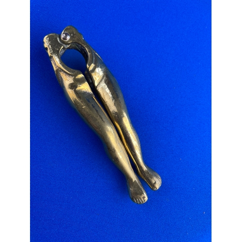 127 - Vintage Brass Nut Cracker In The Form Of Naked Ladies Legs