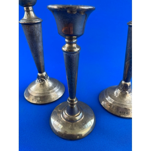 4 - Three Hallmarked Silver Candlesticks