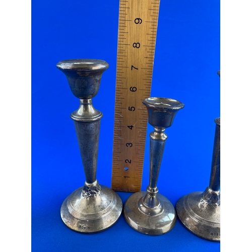 4 - Three Hallmarked Silver Candlesticks