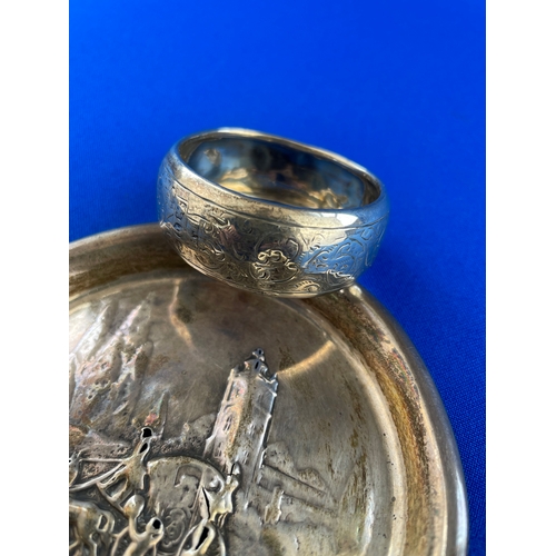 6 - Antique Silver Pin Tray & Napkin Ring 48g