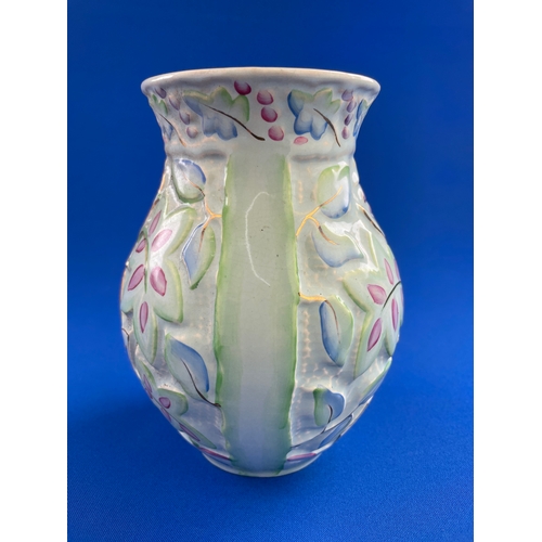 228 - Art Deco Crown Devon Stylised Leaping Dear Vase In Pastel Green Colourway