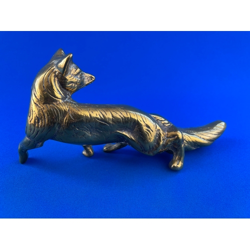 132 - Vintage Solid Brass Fox Figure