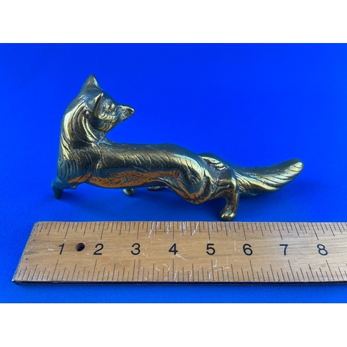 132 - Vintage Solid Brass Fox Figure