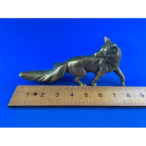 132 - Vintage Solid Brass Fox Figure