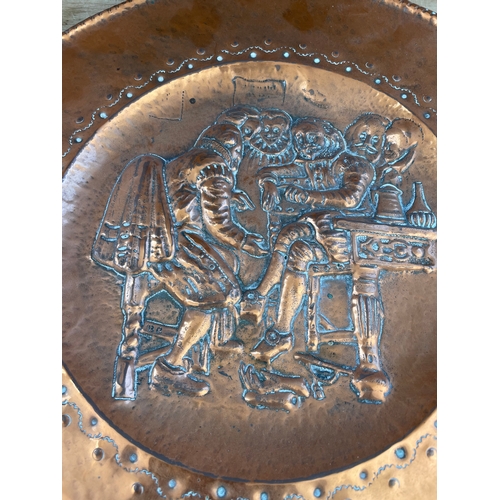 135 - Repousse Copper Plaque, Will Shakespeare & Ben Johnson At The Mermaid Tavern