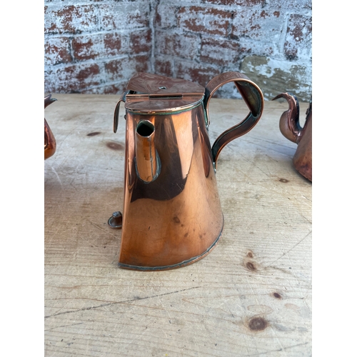 140 - Three Small Antique Copper Kettles