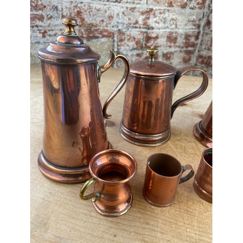 143 - Group Of Vintage & Antique Copper Tankards etc.