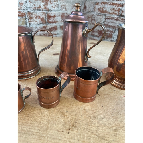 143 - Group Of Vintage & Antique Copper Tankards etc.