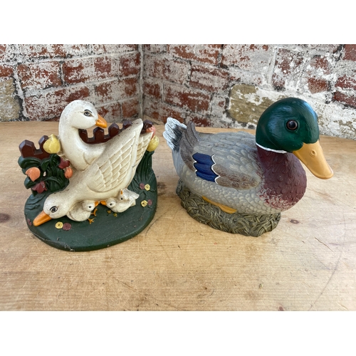 146 - Cast Iron Duck Door Stopper & Resin Duck Figure.