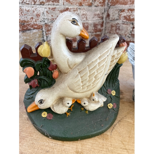 146 - Cast Iron Duck Door Stopper & Resin Duck Figure.