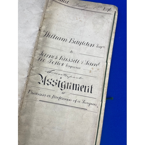 156 - Local History 1896 Transfer Of Ownership Indenture Of Bussiness Or Proffession Of Surgeon