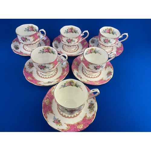 247 - Six Royal Albert Lady Carlyle Pattern Cups & Saucers