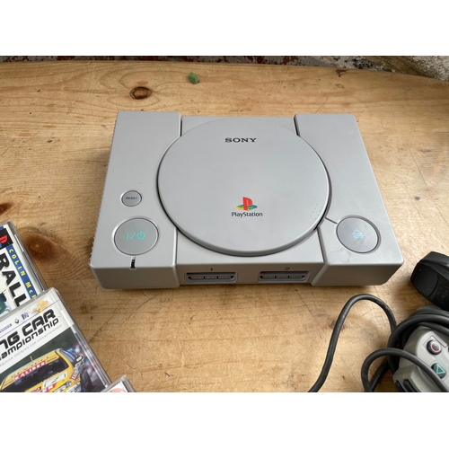 346 - Playstation 1 PS1 With Six Games Original Controlers & Memory Card