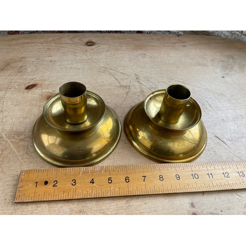 87 - Pair Of Brass Candle Holders