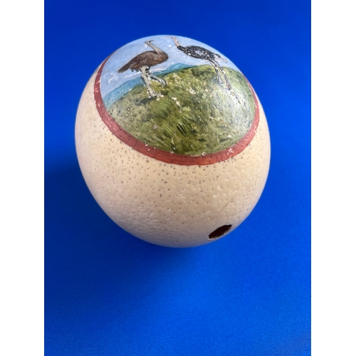 88 - Vintage Souvenir Ostrich Egg, Hand Painted Gift From South Africa