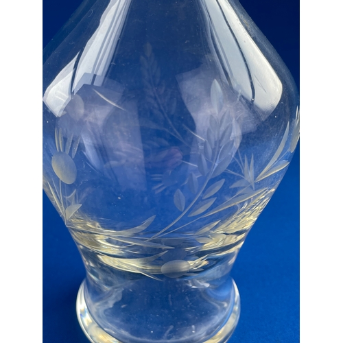 350 - Hand Blown Cut Glass Decanter With Ornate Stopper