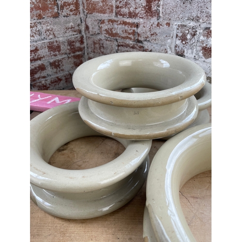 299 - Ceramic Pylon Insulator Rings, Stoneware Herb Rings & Signs