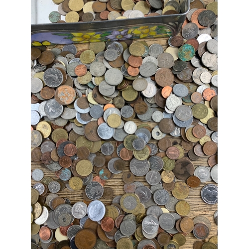 27 - Very Large Collection European, UK and US Coinage, very heavy in Floral tin