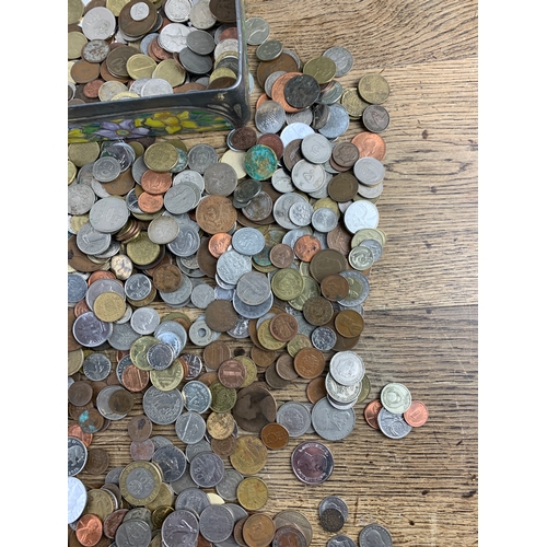 27 - Very Large Collection European, UK and US Coinage, very heavy in Floral tin