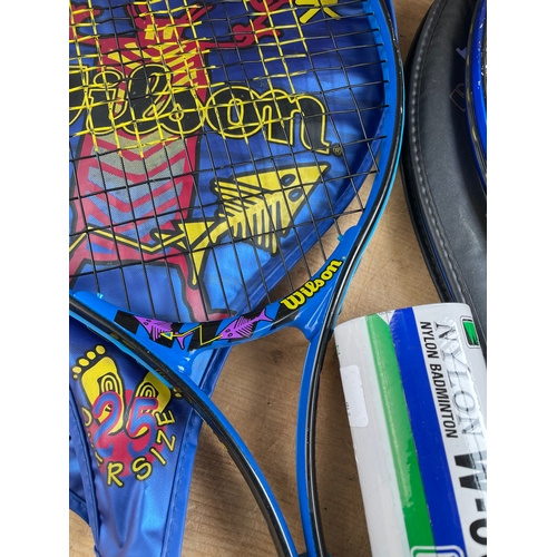 274 - Three Tennis Rackets & New Shuttlecocks