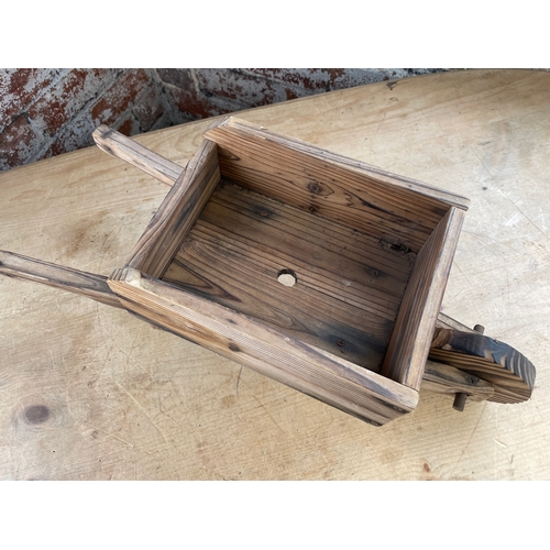 300 - Hand Crafted Wooden Wheelbarrow Planter