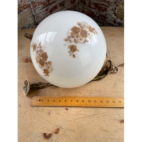 371 - Large Opaline Glass Globe Pendant Light