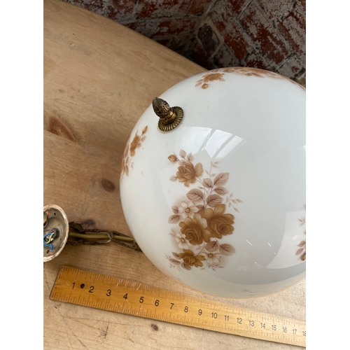 371 - Large Opaline Glass Globe Pendant Light