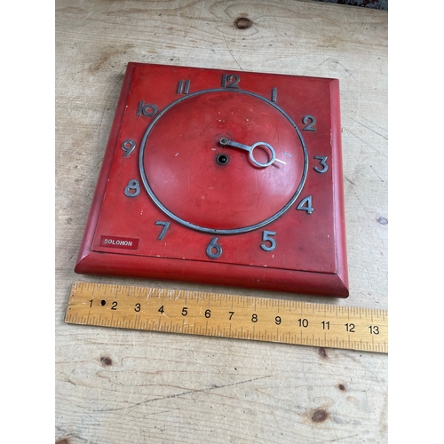 194 - Red Metal Art Deco Wall Clock