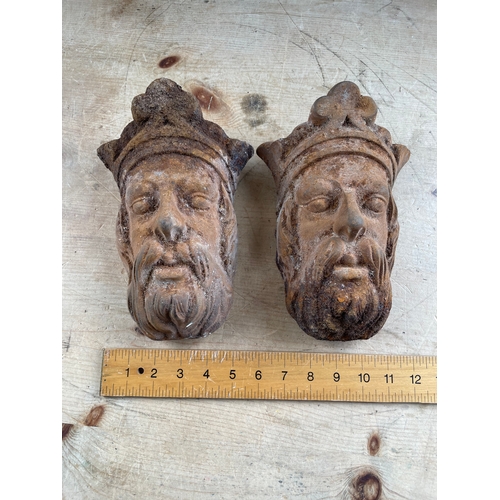 57 - Antique Cast Iron Kings Heads