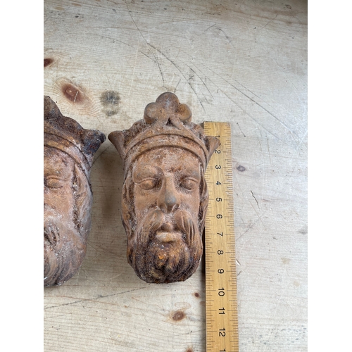 57 - Antique Cast Iron Kings Heads