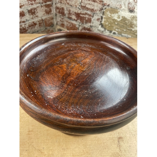 94 - Wood Lathe Turned Vintage Pedestal Bowl