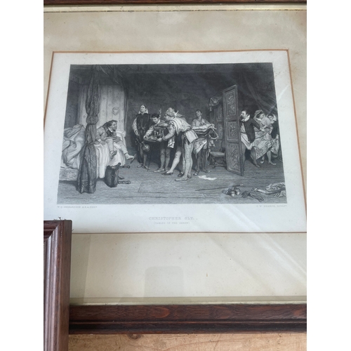 327 - Two Antique Etchings & Print Of An Old Needlework