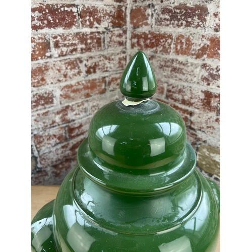 173 - Apothecary Samovar Green Glazed Porcelain. Lid a/f