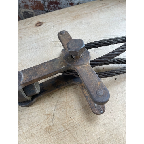 175 - Vintage Metal Hook & Steel Rope