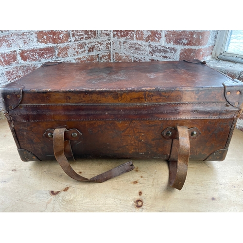 35 - Large Drew & Sons, Piccadilly Gardens Leather Travel Trunk