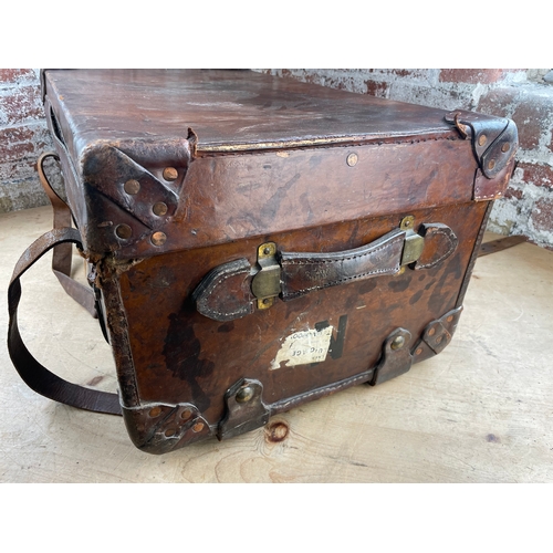 35 - Large Drew & Sons, Piccadilly Gardens Leather Travel Trunk