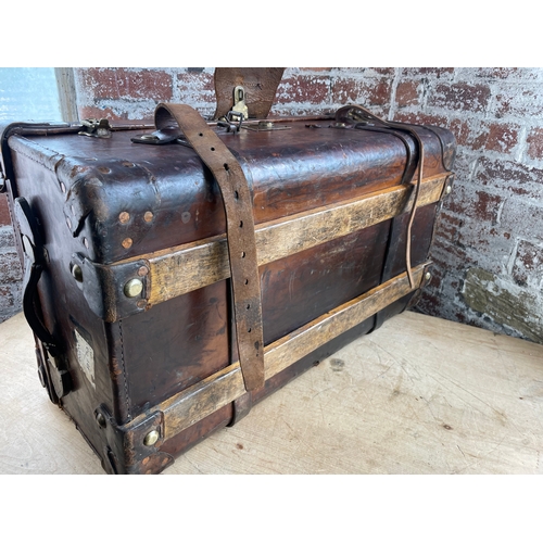 35 - Large Drew & Sons, Piccadilly Gardens Leather Travel Trunk