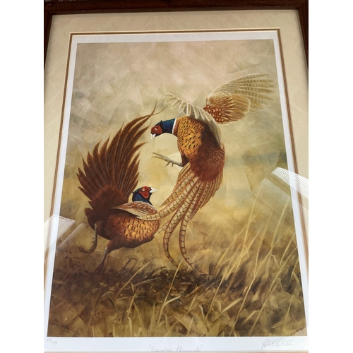 337 - Framed, signed Limited Edition Print, Sparring Pheasants Bt Robert E Fuller