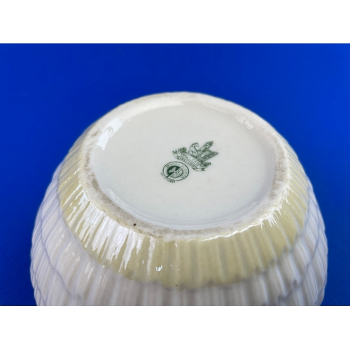 266 - Belleek Bowl With Yellow Detail Base 5 inch Diameter