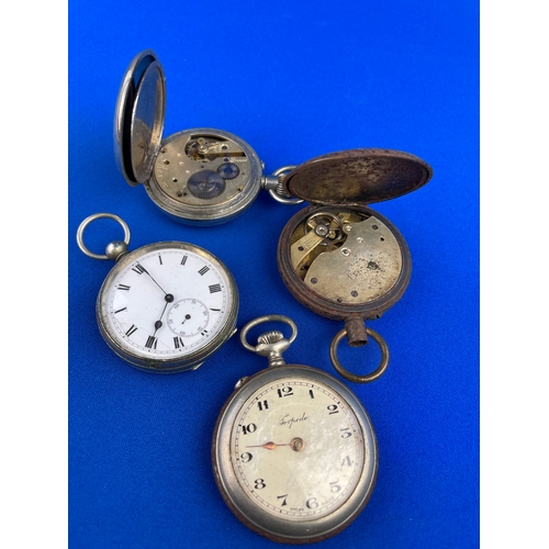 201 - Four Vintage Pocket watches For Spares Or Repair Inc. Torpedo