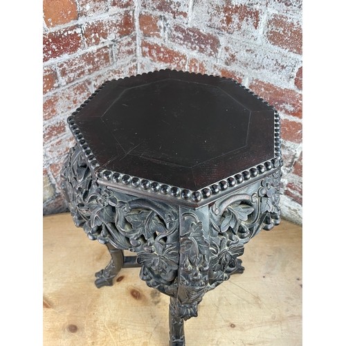 374 - Antique Carved Chinese Table, Plant Stand