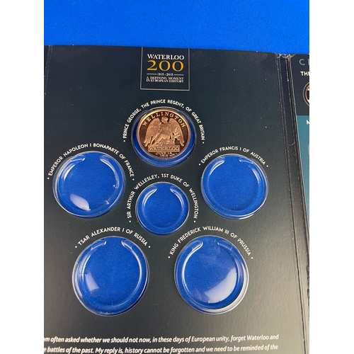 15 - Battle Of waterloo Collectable Coin Folder & Bronze Coin