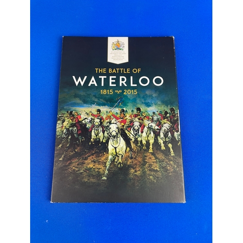 15 - Battle Of waterloo Collectable Coin Folder & Bronze Coin