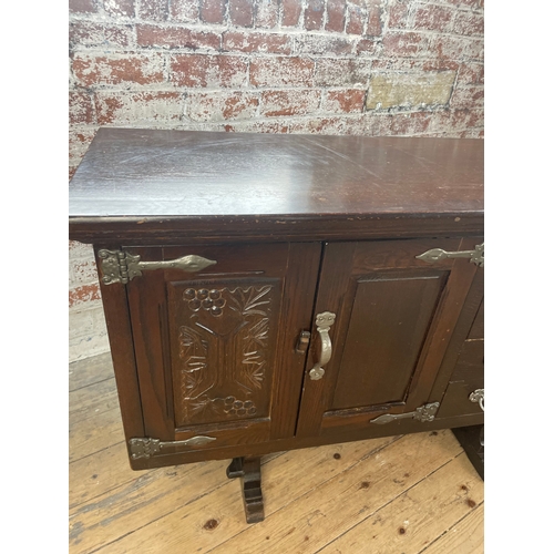 413 - Solid Mahogany Coloured Vintage Sideboard