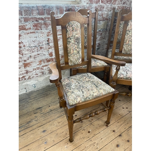 415 - Six Oak Dining Chairs Inc. 2 Carvers