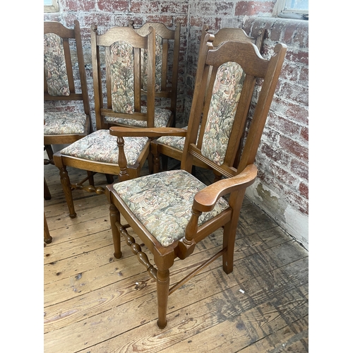 415 - Six Oak Dining Chairs Inc. 2 Carvers