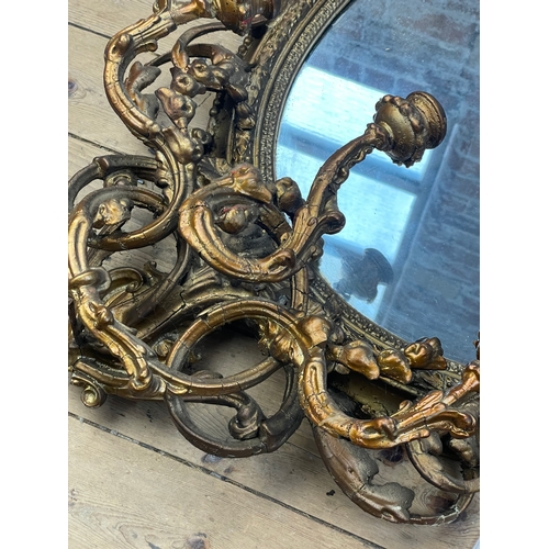 416 - Antique Girandole Rococo Gilt & Gesso Mirror