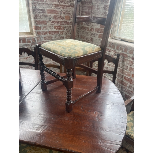 427 - Huge reproduction Period Oak Style Dining Table With 8 Chairs & Two Carvers. Extends to 237cm From 1... 