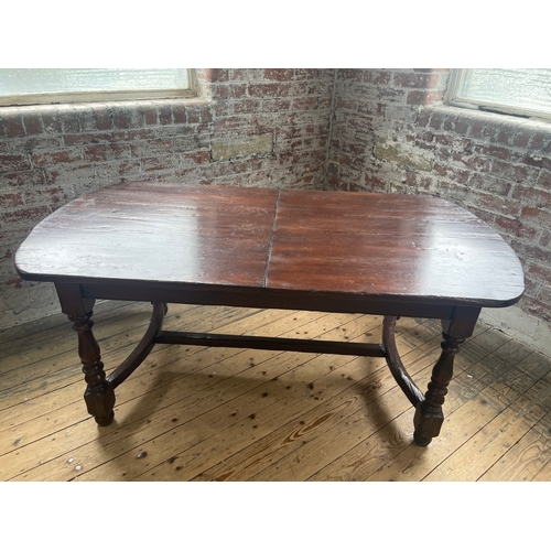 427 - Huge reproduction Period Oak Style Dining Table With 8 Chairs & Two Carvers. Extends to 237cm From 1... 