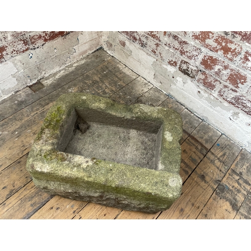 303C - Early Rectangular Carved Stone Bath